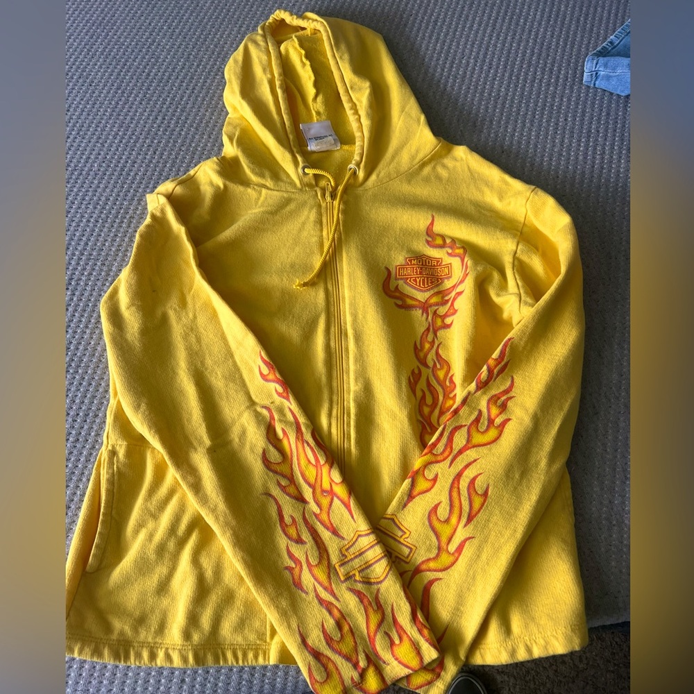 Yellow Flame Harley jacket